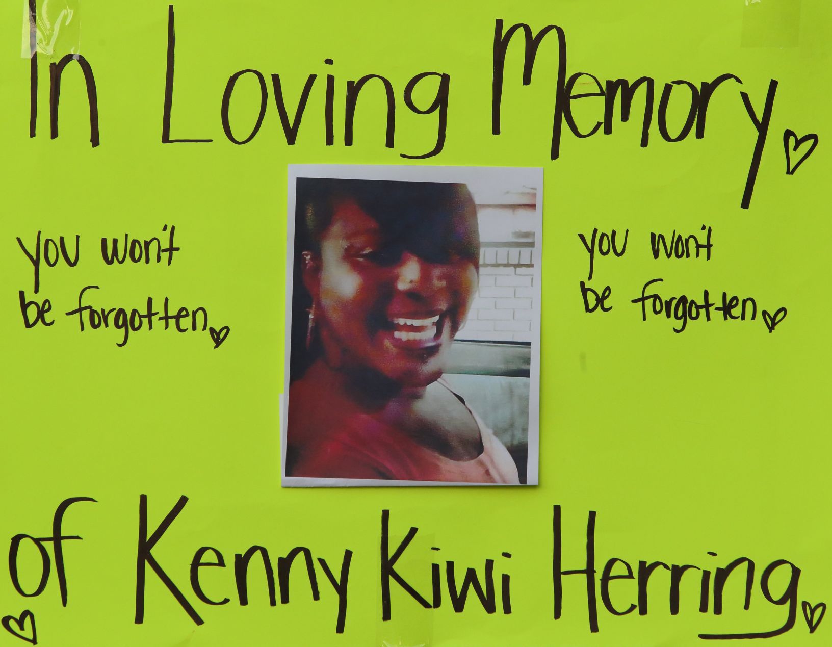 Protest/memorial for Kenny "Kiwi" Herring
